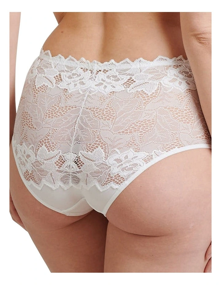 Arum Prima Mid Rise Sheer Stretch Lace Brief in White