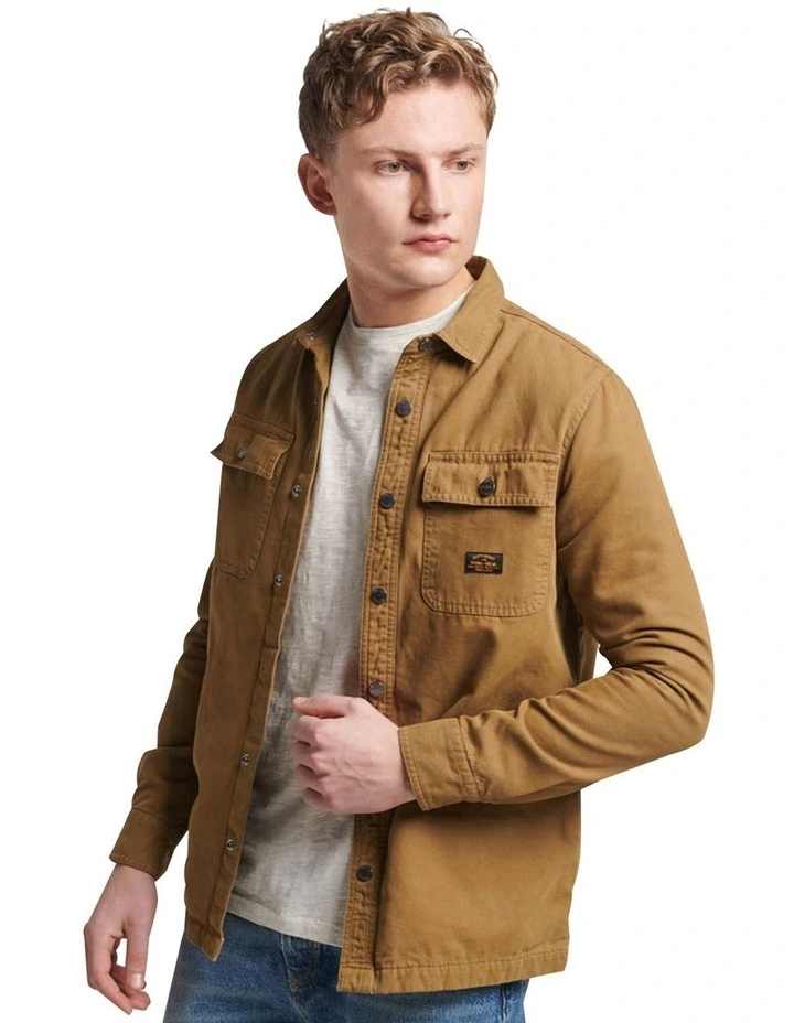Canvas Workwear Overshirt in Sandstone Brown