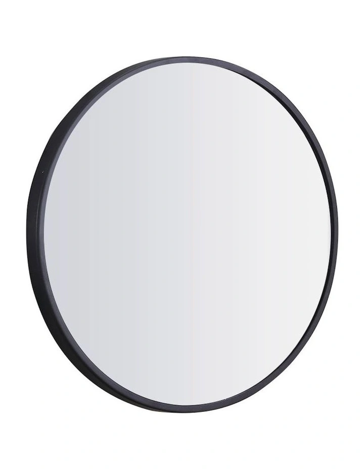 Wall Mirror Round Shaped Bathroom Makeup Mirrors Smooth Edge 70CM in Black
