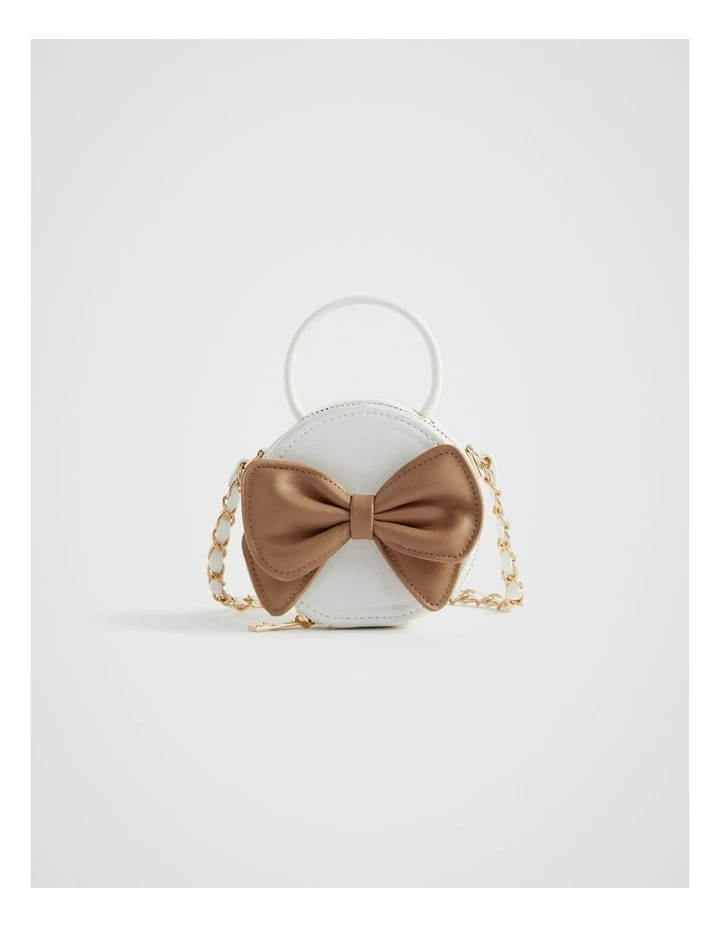 Mini Bow Cross Body in White Tan