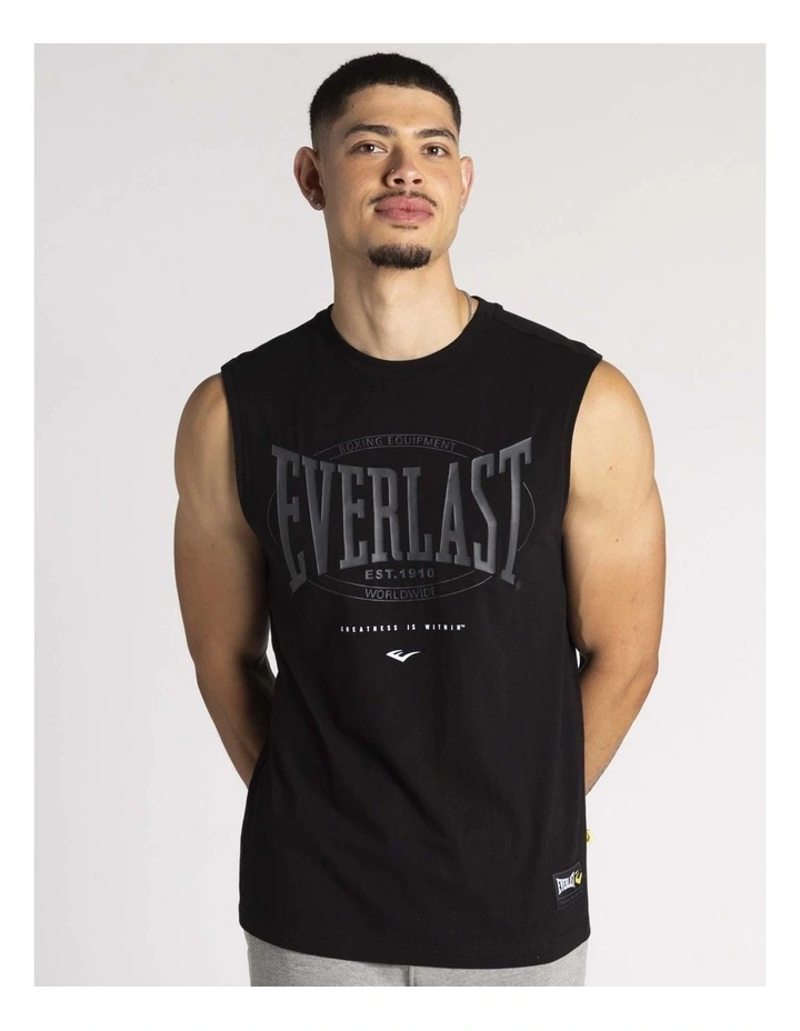 Worldwide Jersey Muscle Tee in Black