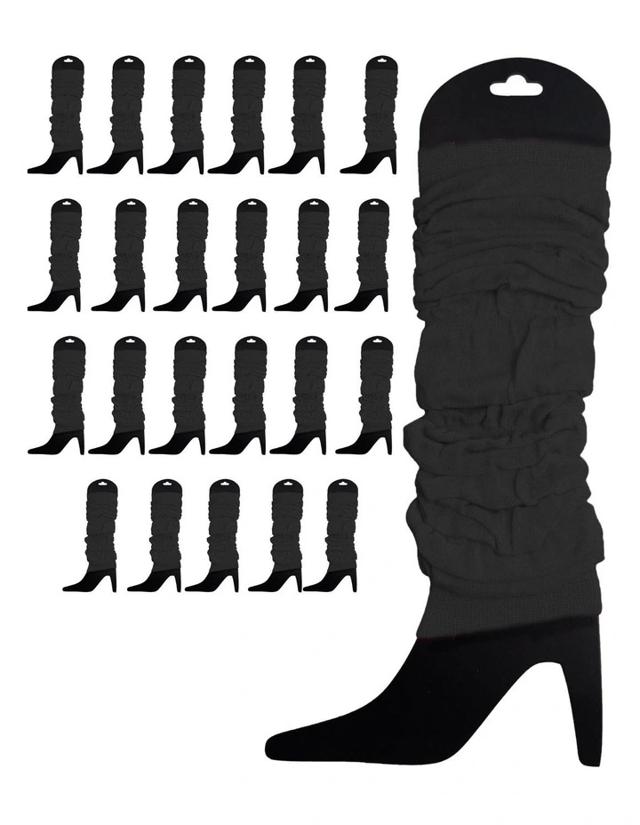 Knitted Leg Warmers 24-Pack in Black