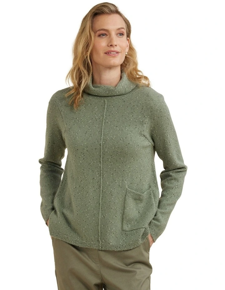 Drape Neck Jumper in Green