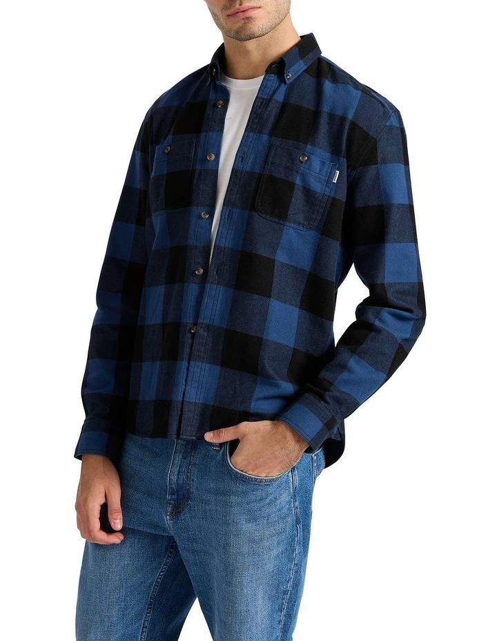 Ronson Check Over Shirt in Cobalt Check