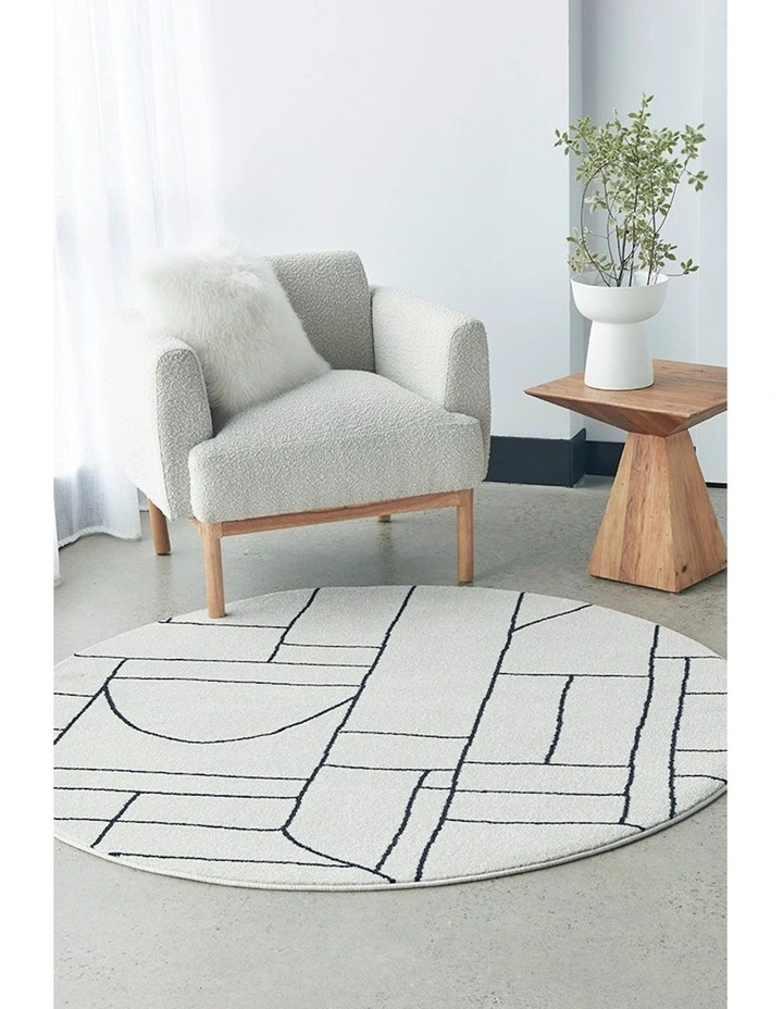Paradise Fluer Round Rug in White