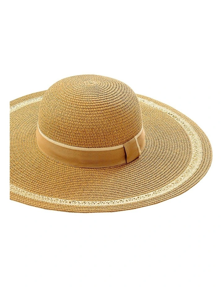 Wide Brim With Braid Summer Hat in Toast
