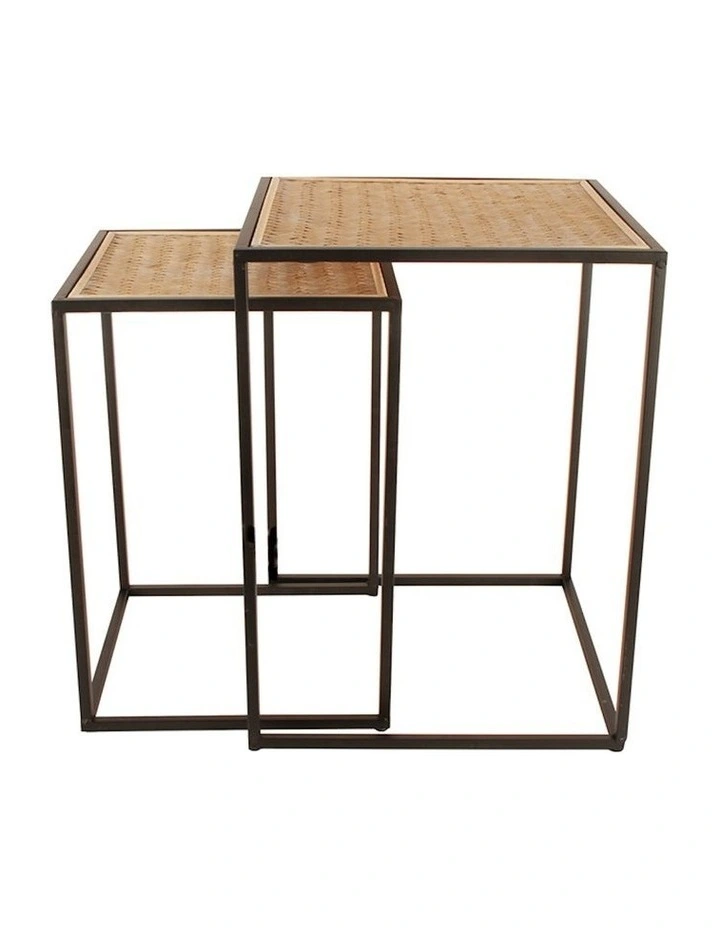 Hendrix Rattan Side Table 2 Piece 50/57cm in Black