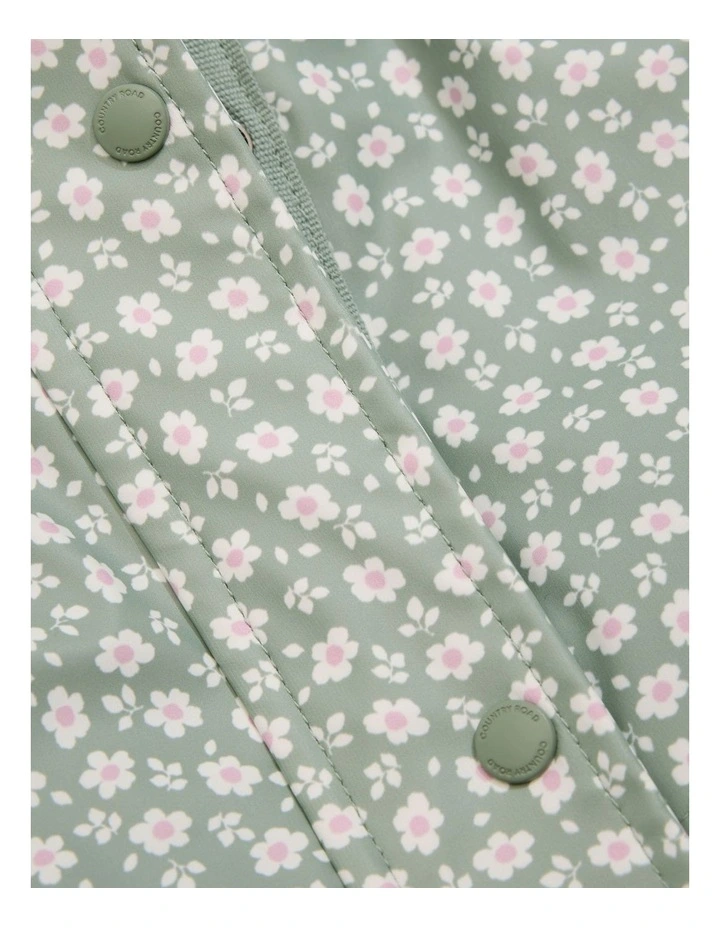 Hooded Rain Jacket in Fern Ditsy