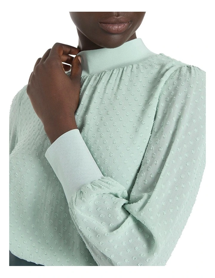 Crista Clip Spot Blouse in Green