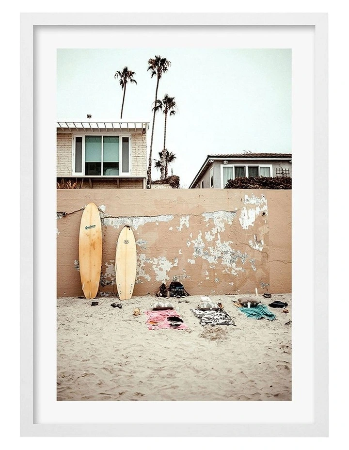 Australian Made Surfboard Wall Art Print A2 in White Frame