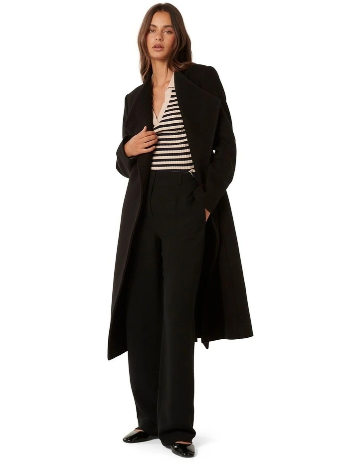 Ari Funnel Neck Coat in Black