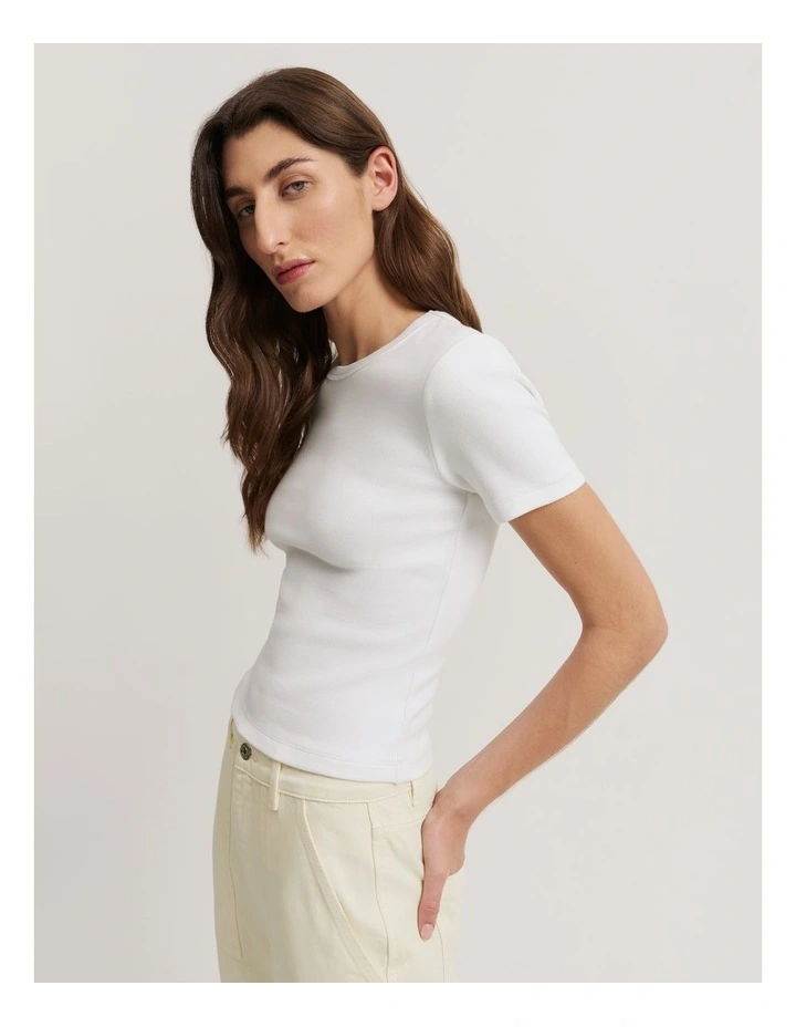 Australian Cotton Crop Fitted T-shirt in Antique White