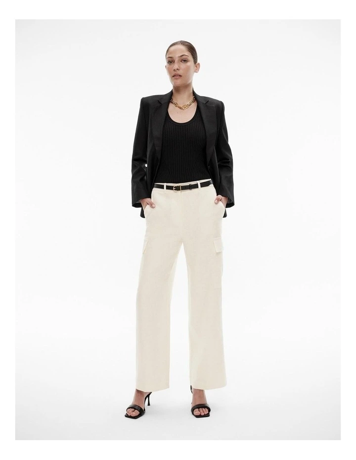 Linen Cargo Pocket Trouser in Chalk
