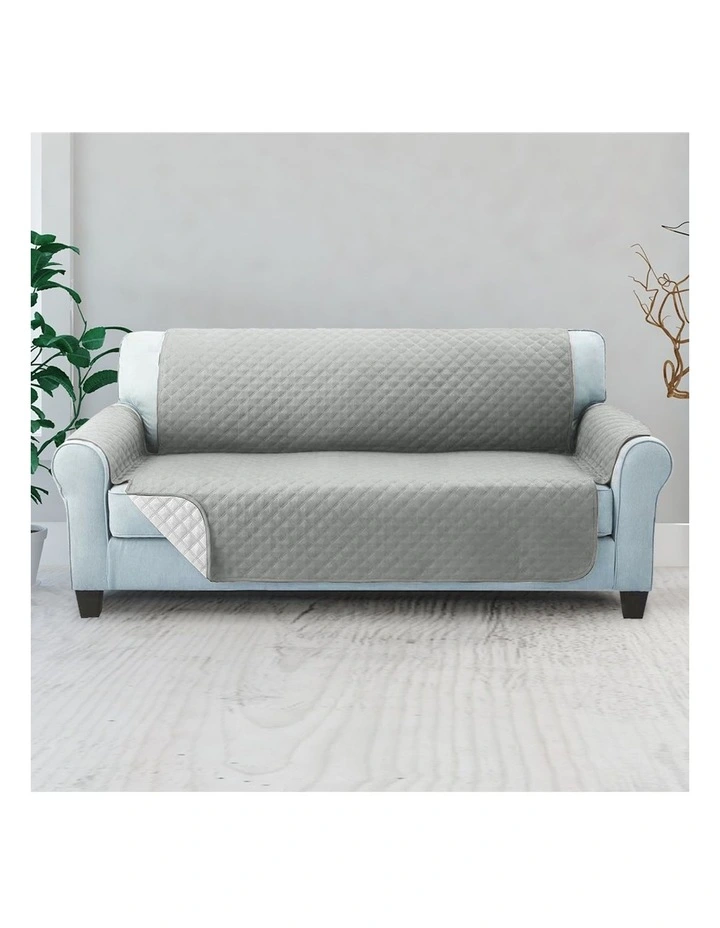 Sofa Cover Couch Covers 3 Seater in Quilted Grey