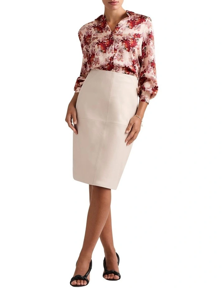 Adelaide Leather Skirt in Marbles