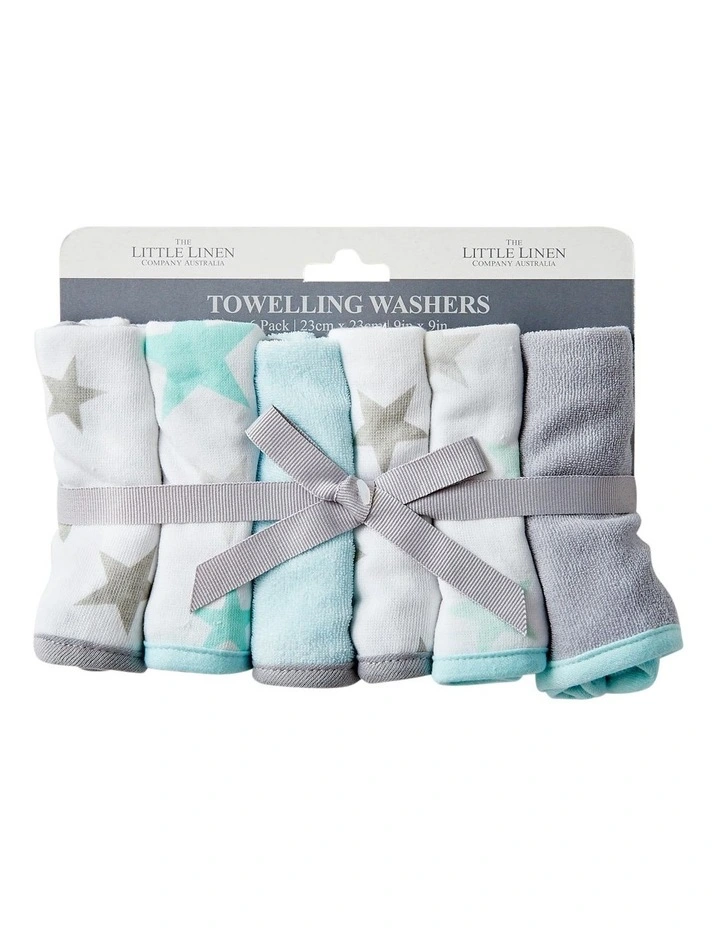 Towelling Wash Cloths Skydream Teal 6 Pack