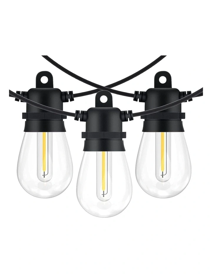 15 1 LED Outdoor String Lights 53FT in Black