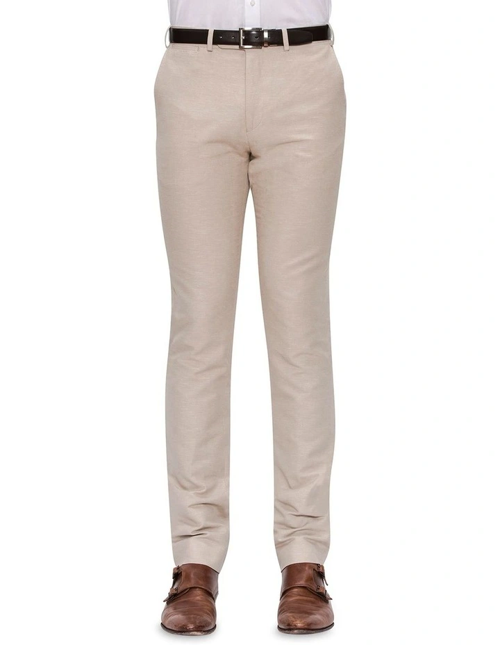 Slim Fit Sand Linen Caper Trouser