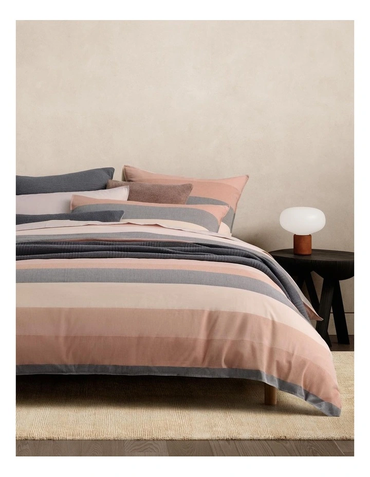 Reilly Club Stripe Quilt Cover Set in Sienna