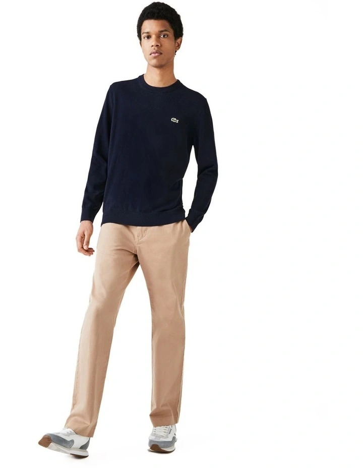 Classic Cotton Crew Neck Knit in Navy Blue