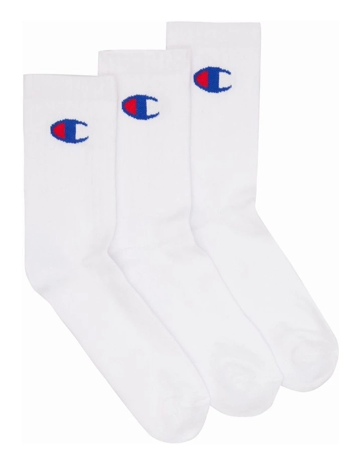 Sports Crew Socks 3 Pack in White