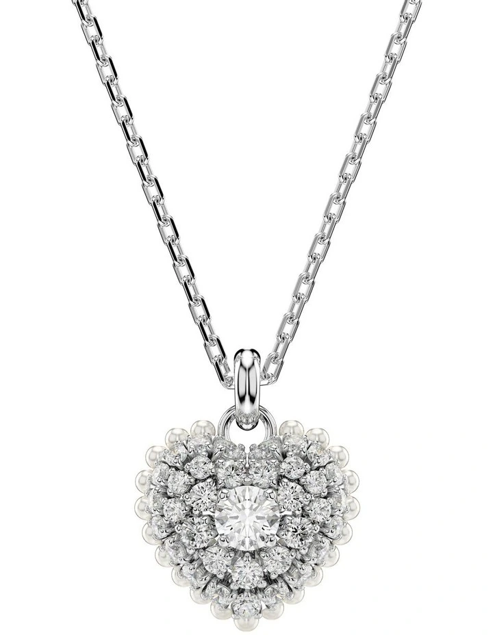 Hyperbola Heart Rhodium Plated Pendant in White