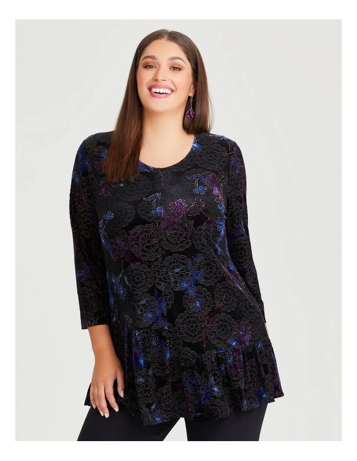 Velour Burnout Bridget Top in Print