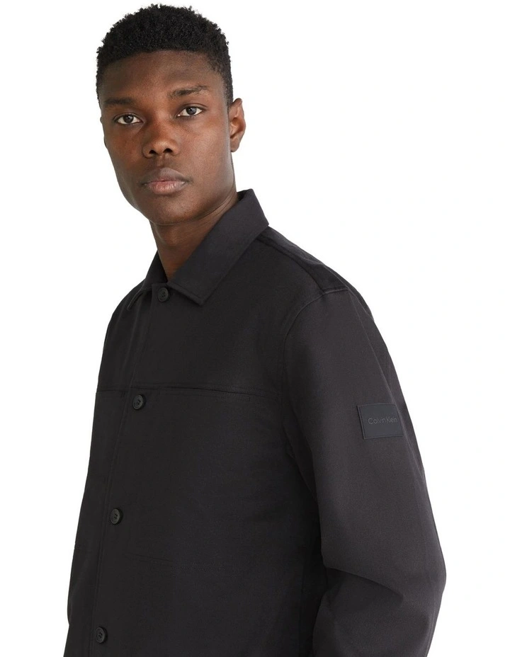 Brushed Cotton Overshirt in Black