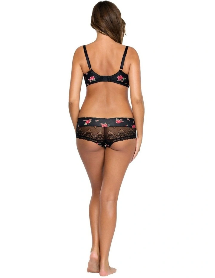 Casey Contour Plunge Bra in Black/Rose Print