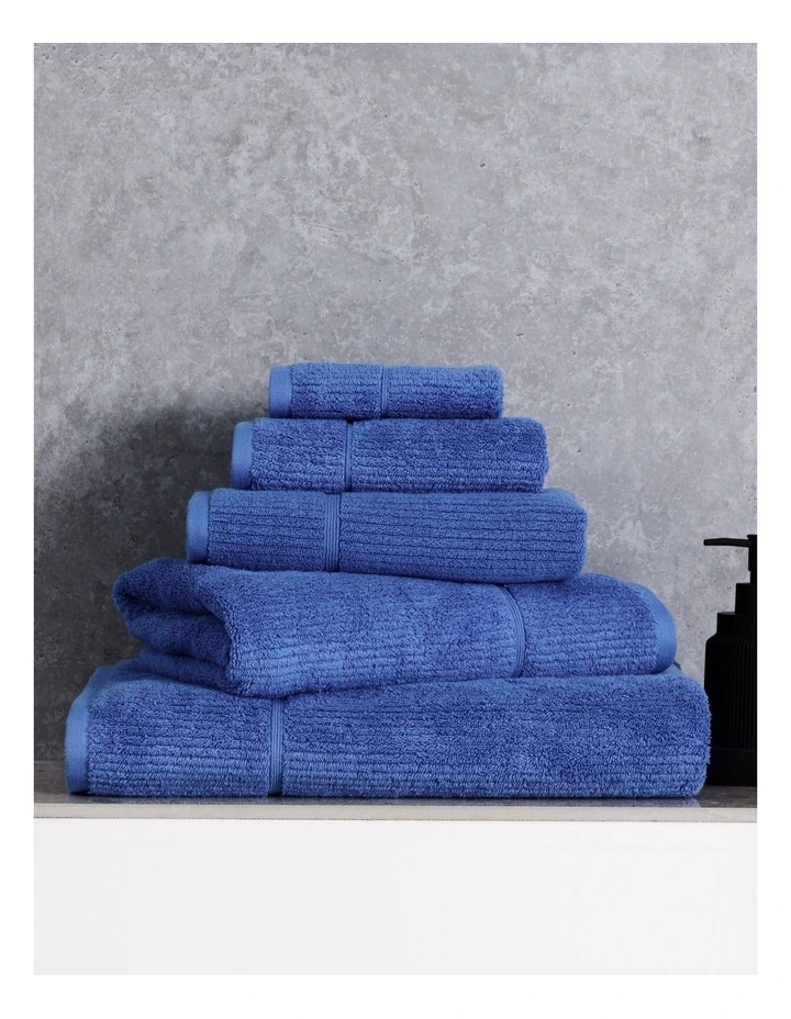 Combed Cotton Ribbed Towel Range in Electric Blue