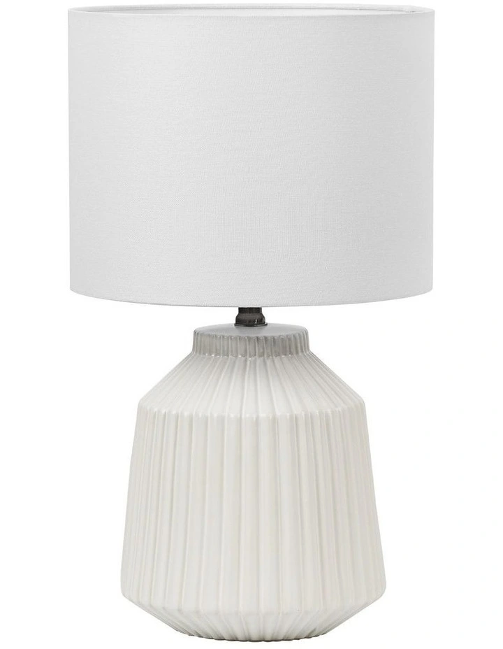 Pleat Modern Ceramic Table Lamp 57cm in White