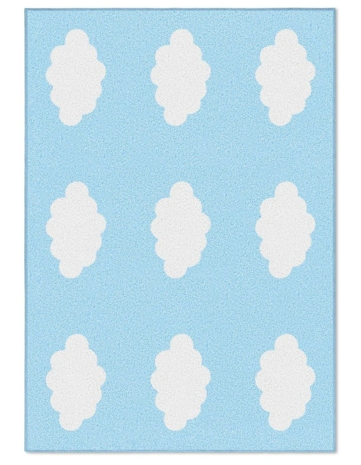 Clouds Washable Cotton Feel Area Rug in Light Blue