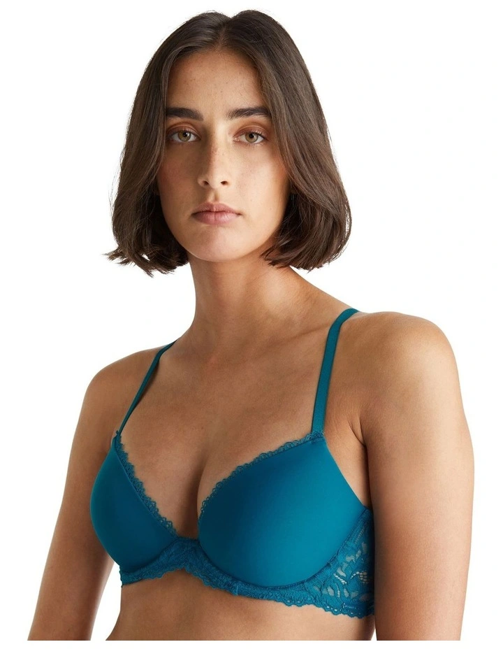 Seductive Comfort Lotus Floral Lift Demi Bra in Blue