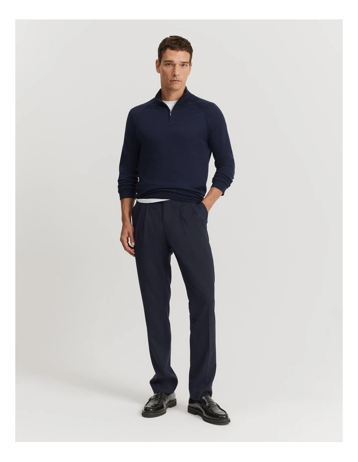 Verified Australian Merino Half Zip Knit in Navy
