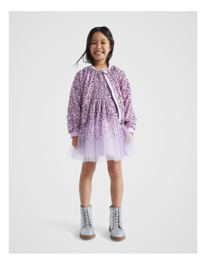 Sequin Bomber Jacket in Orchid