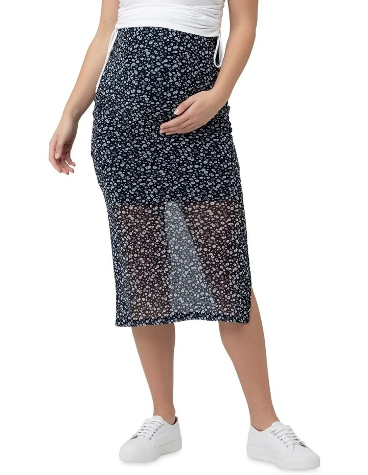Ditsy Mesh Skirt in Navy/White
