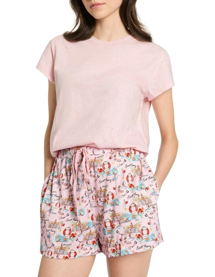 Its A Beach Day Pj Tee Set in Blush Multi