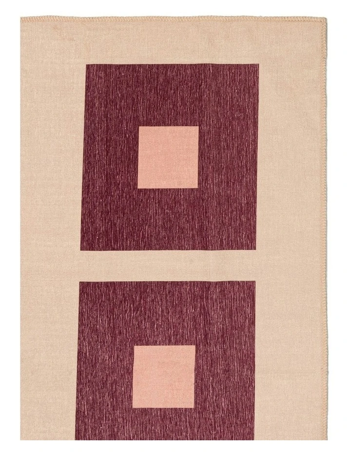 Square Washable Chenille Area Rug in Red