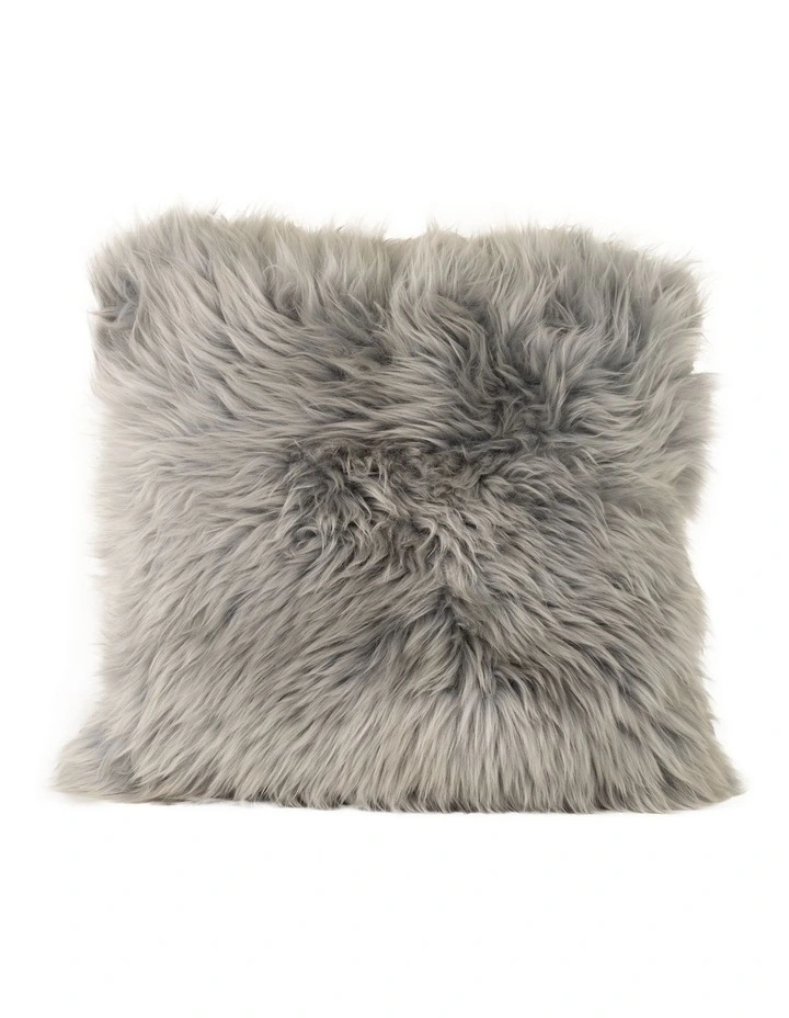 New Zealand Sheepskin Cushion Cover in Grey