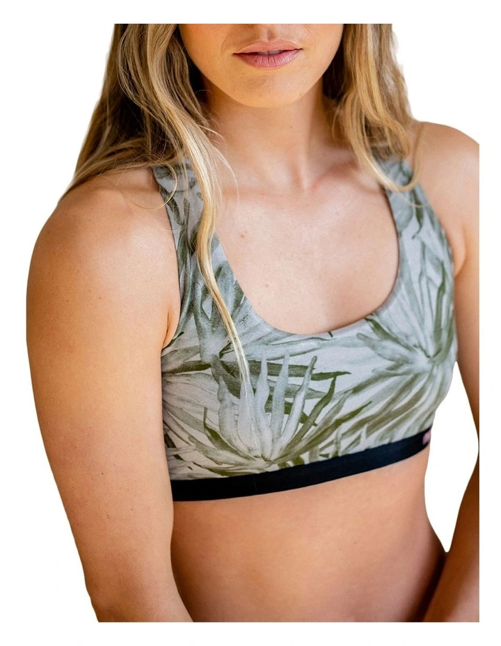 Fan Palm Sage Bra in Green