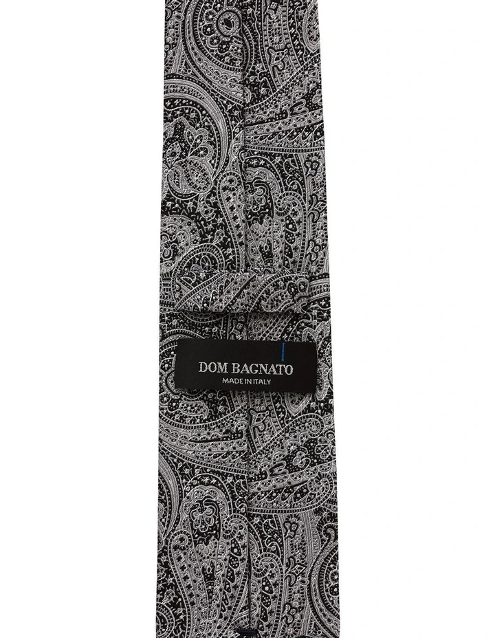 Giaggiolo Paisley Silk Tie in Pewter