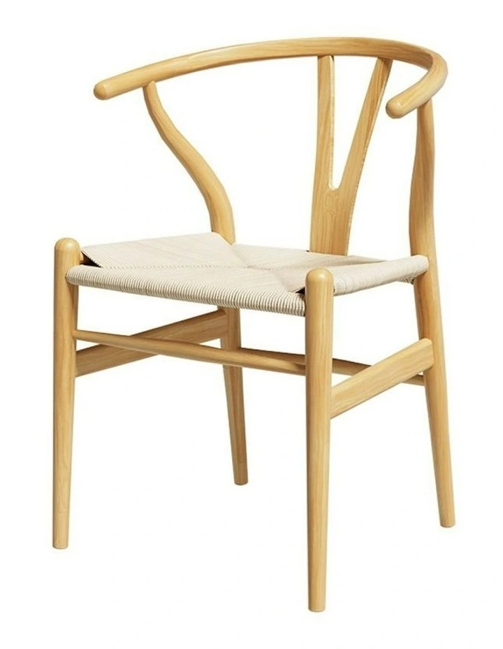 Wishbone Back Wooden Dining Chair Rattan Seat