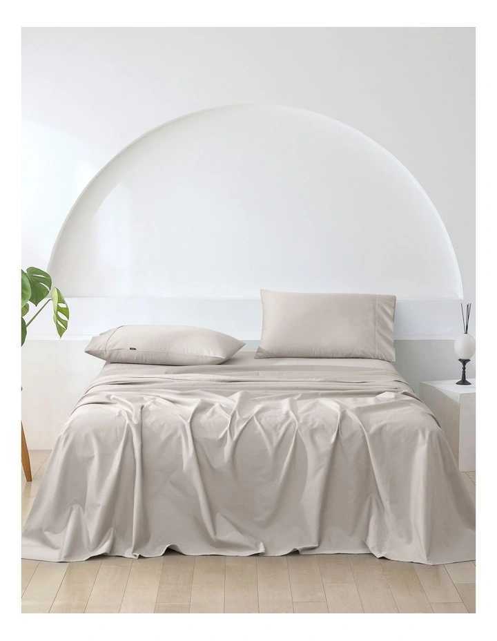 Cotton Sateen Sheet Set Single Bed in Stone