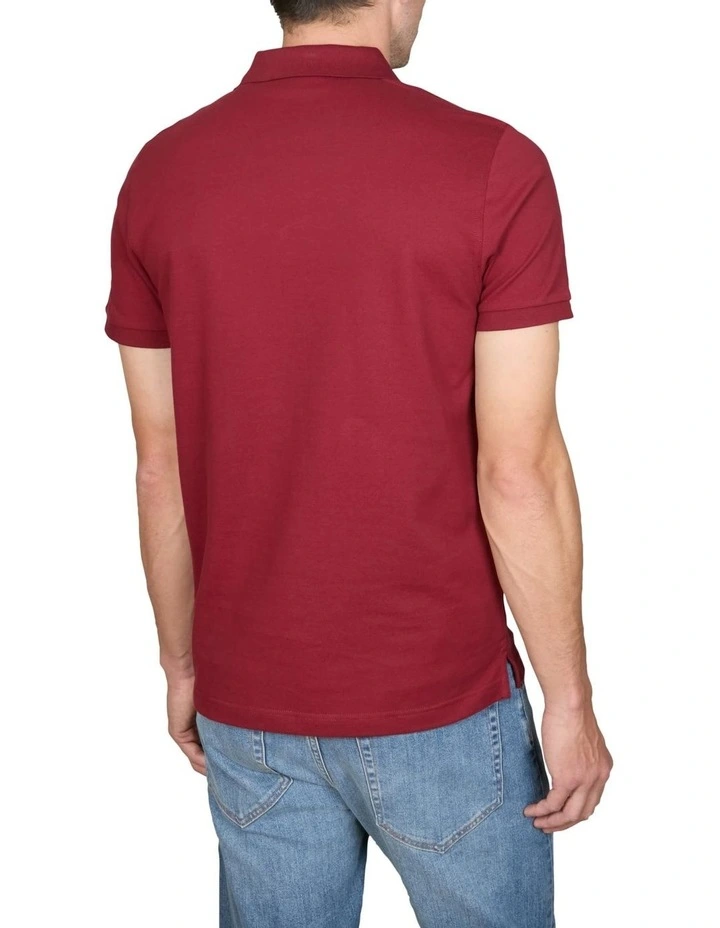 Tonal Shield Polo Shirt in Plumped Red