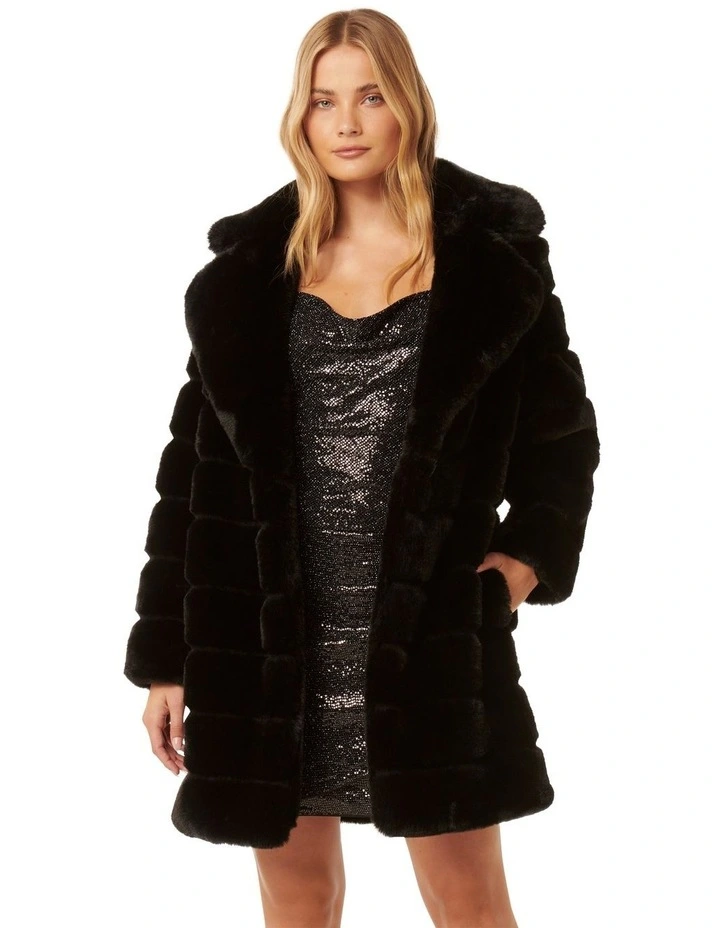 Tara Fur Coat in Black