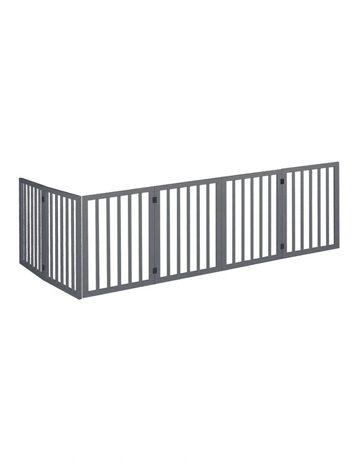 6 Panels Wooden Dog Fence in Grey