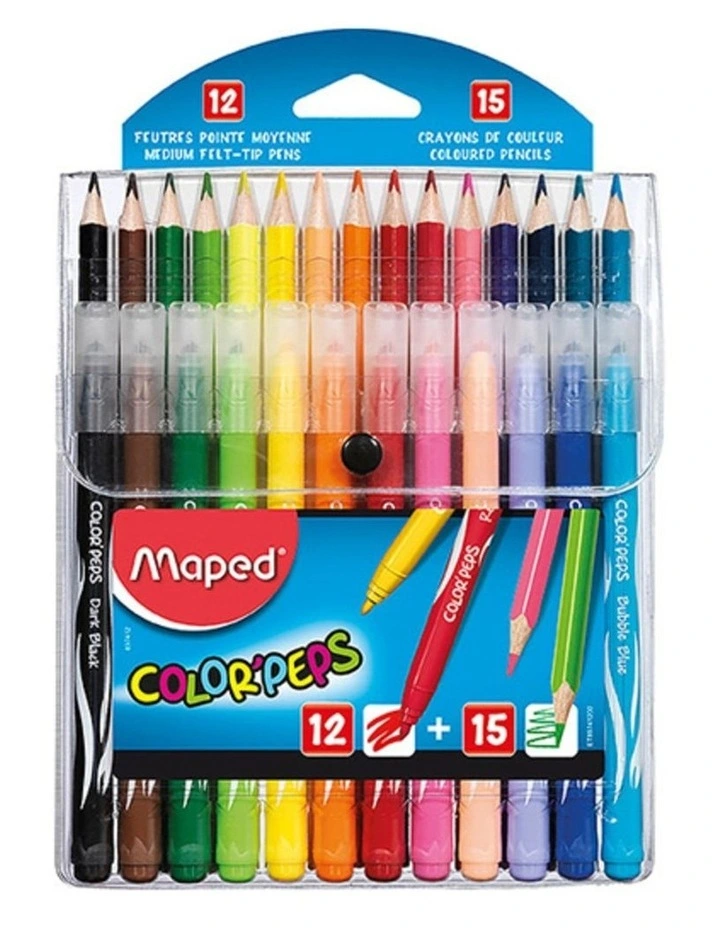 ColorPeps Kids Multi Pack with 12 Colour Pencils & 15 Felt Tip Pens