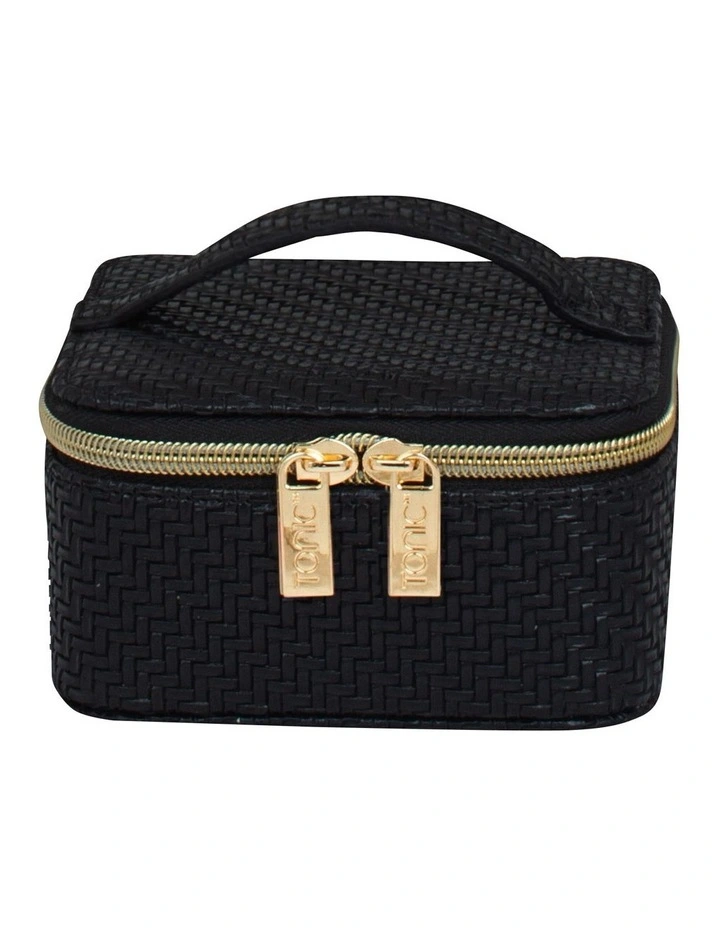 Herringbone Jewellery Cube Bag in Licorice