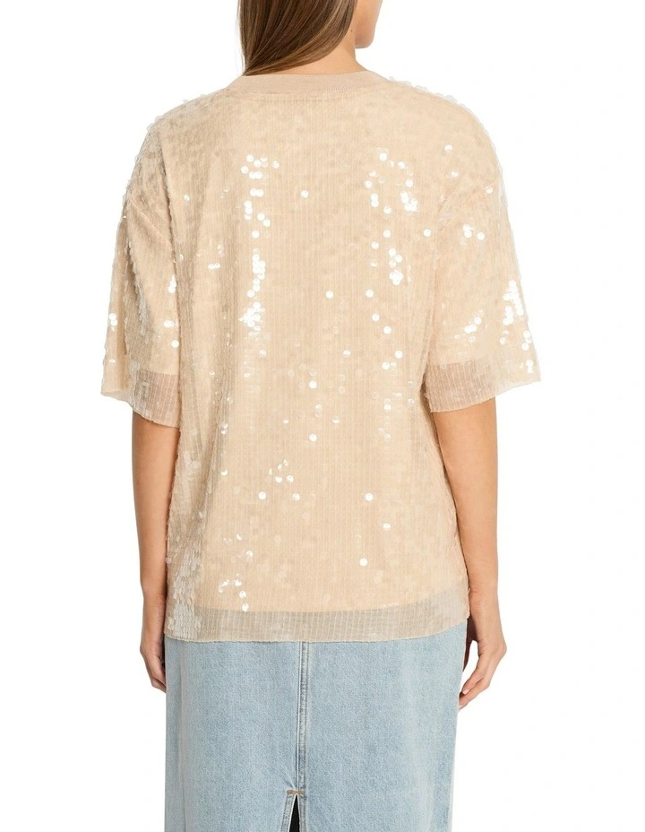 Midnight Kiss Tee in Nude Sequin