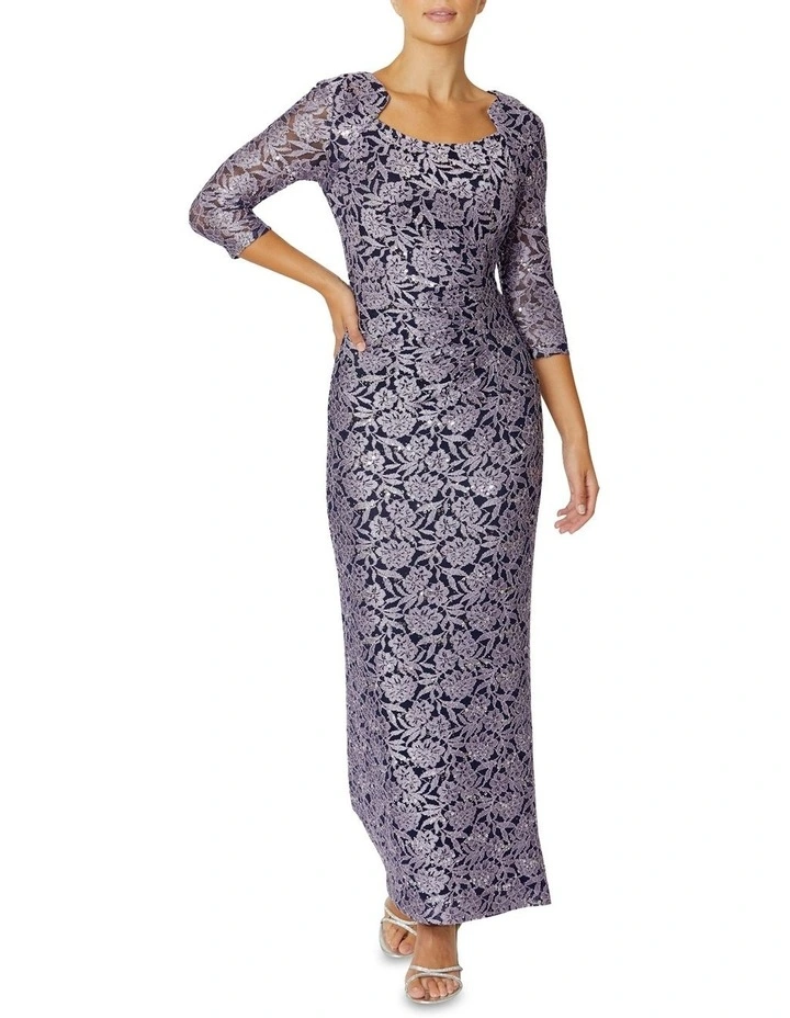 Helena Stretch Lace Gown in Lilac